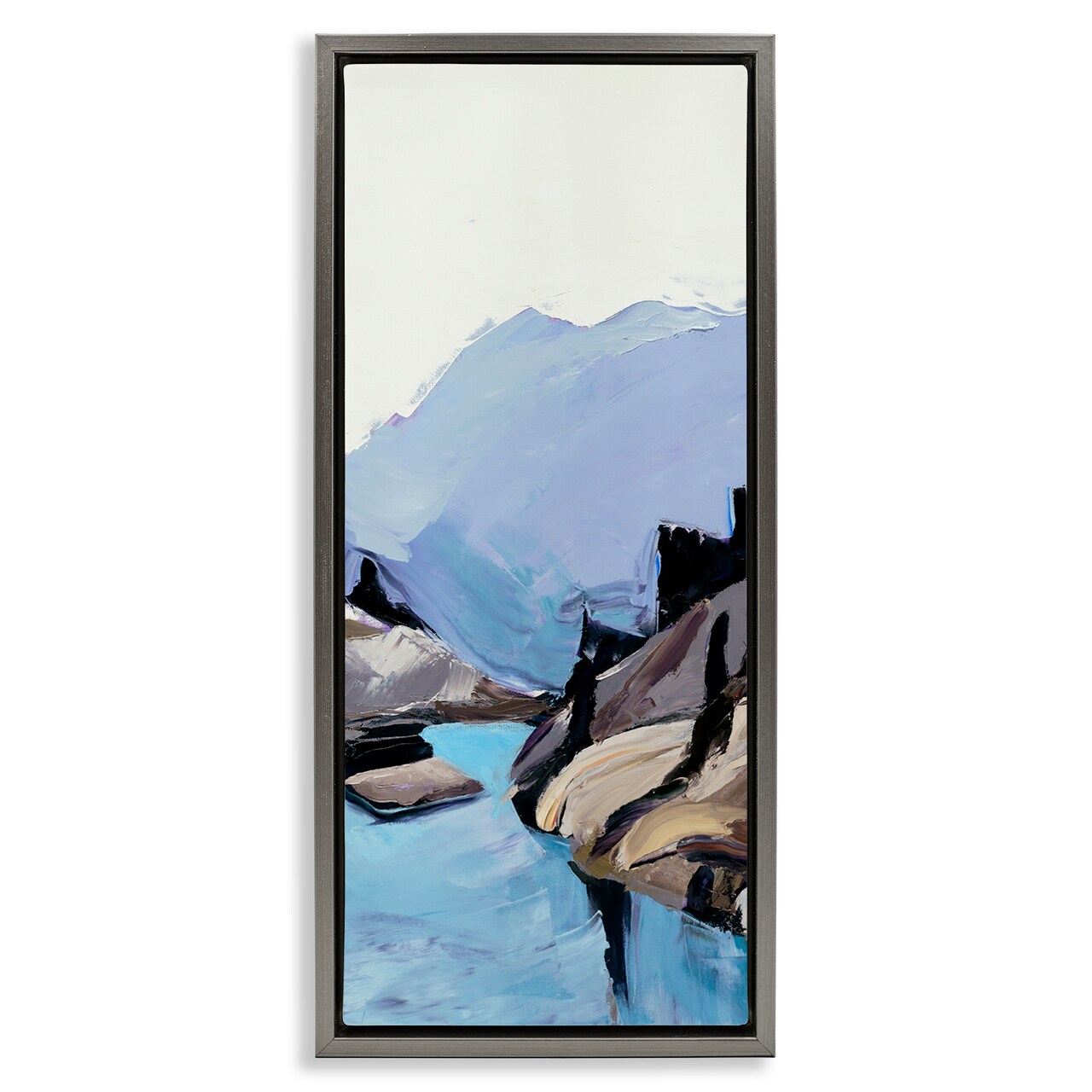 Stupell Industries Mountain River Abstraction Framed Floater Canvas Wall Art Design by Julie Denise